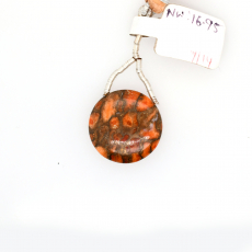 Orange Copper Turquoise Drops Coin Shape 20x20mm Drilled Bead Single Piece