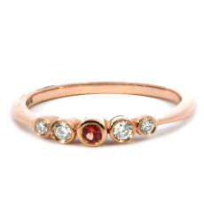 Orange Sapphire 0.07 Carat Stackable Ring Band in 14K Rose Gold with white Gold