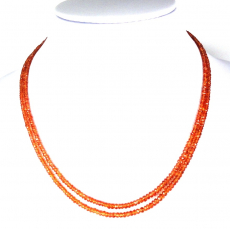 Orange Sapphire Beads Rondelle 2.5-3mm Graduated ready to wear Necklace