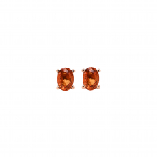 Orange Sapphire Oval 1.35 Carat Stud Earrings in 14K Rose Gold