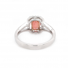 Orange Sapphire Oval 1.52 Carat Ring with Accent Diamonds in 14K White Gold