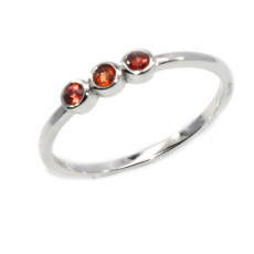 Orange Sapphire Round 0.14 Carat Stackable Ring Band in 14K White Gold