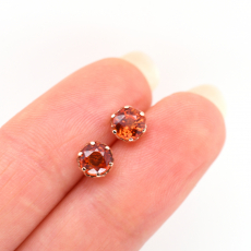 Orange Sapphire Round 1.46 Carat Stud Earring  in 14k Rose Gold (ER3435)