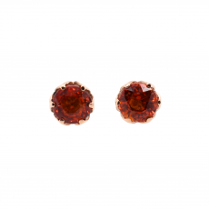 Orange Sapphire Round 1.46 Carat Stud Earring  in 14k Rose Gold (ER3435)