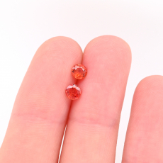 Orange Sapphire Round 3.9mm Matched Pair Approximately 0.60 Carat