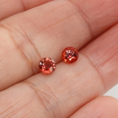 Orange Sapphire Round 4.6MM Matched Pair Approximately 1.17 Carat