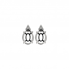 Oval 10x8mm Earring Semi Mount in 14K White Gold with Accent Diamonds (ER1598)