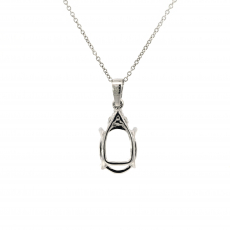 Oval 10x8mm Pendant Semi Mount in 14K White Gold With Diamond Accents (Chain Not Included)