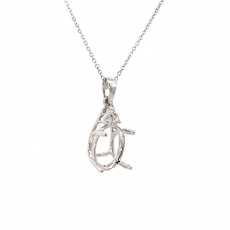 Oval 10x8mm Pendant Semi Mount in 14K White Gold With Diamonds(Chain Not Included)