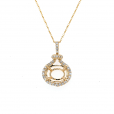 Oval 10x8mm Pendant Semi Mount in 14K Yellow Gold with Accent Diamonds (PD0678)