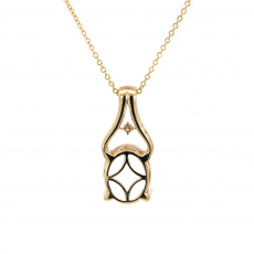 Oval 10x8mm Pendant Semi Mount in 14K Yellow Gold with White Diamonds(Chain Not Included)