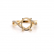 Oval 10x8mm Ring Semi Mount In 14k Gold With Accent Diamond