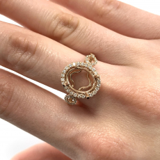 Oval 10x8mm Ring Semi Mount in 14K Rose Gold with Accent Diamonds (RG3349)