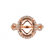 Oval 10x8mm Ring Semi Mount in 14K Rose Gold with Accent Diamonds (RG3349)