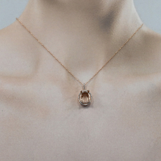 Oval 11x9mm Pendant Semi Mount in 14K Rose Gold With Diamond Accents (Chain Not Included)