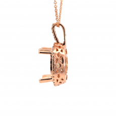 Oval 11x9mm Pendant Semi Mount in 14K Rose Gold With White Diamonds(Chain Not Included)