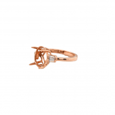 Oval 11x9mm Ring Semi Mount In 14K Rose Gold With Accent Diamonds