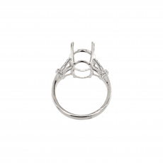 Oval 14x10mm Ring Semi Mount in 14K White Gold with Accent Diamonds (RG1145)