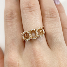 Oval 5.5x4.5mm Ring Semi Mount in 14K Rose Gold with Accent Diamonds (RSO148)