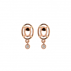 Oval 6x4mm Earring Semi Mount in 14K Rose Gold with Diamond Accents (ER0071) Part of Matching Set