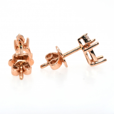 Oval 6x4mm Earring Semi Mount in 14K Rose Gold With White Diamonds
