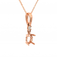 Oval 6x4mm Pendant Semi Mount in 14K Rose Gold With Diamond Accents (Chain Not Included)