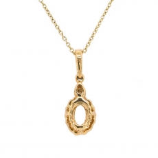 Oval 6X4mm Pendant Semi Mount in 14K Yellow Gold in Diamond Accents (PSO330)