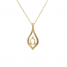 Oval 6x4mm Pendant Semi Mount in 14K Yellow Gold With Diamond Accents (Chain Not Included)