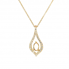 Oval 6x4mm Pendant Semi Mount in 14K Yellow Gold With Diamond Accents (Chain Not Included)