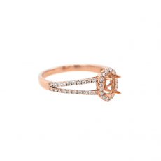 Oval 6x4mm Ring Semi Mount in 14K Rose Gold with Accent Diamonds (RG0365)