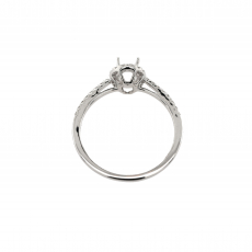 Oval 6x4mm Ring Semi Mount in 14K White Gold with Accent Diamonds (RG0363)