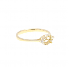 Oval 6x4mm Ring Semi Mount in 14K Yellow Gold with White Diamonds (RG2499)