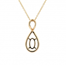 Oval 7x4.5mm Pendant Semi Mount in 14K Yellow Gold With Diamond Accents (Chain Not Included)