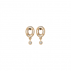 Oval 7x5mm Earring Semi Mount in 14K Yellow Gold with Accent Diamonds (ER0071)