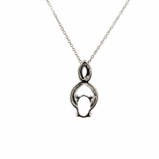Oval 7x5mm Pendant Semi Mount in 14K White Gold With Diamonds(Chain Not Included)