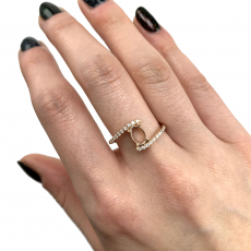 Oval 7x5mm Ring Semi Mount in 14K Rose Gold With White Diamonds (RG1122)