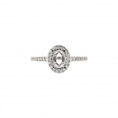 Oval 7x5mm Ring Semi Mount in 14K White Gold with Accent Diamonds (RG0363)