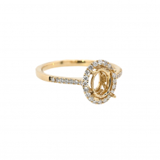 Oval 7x5mm Ring Semi Mount in 14K Yellow Gold with Accent Diamonds (RG0692)