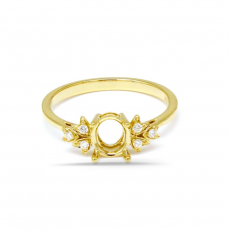 Oval 7x5mm Ring Semi Mount in 14K Yellow Gold with Diamond Accents