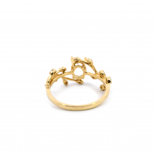 Oval 7x5mm Vine Design Ring Semi Mount In 14K Yellow Gold
