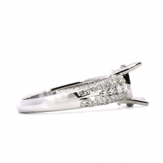 Oval 8x6 mm Ring Semi Mount in 14K White Gold with Diamond Accents