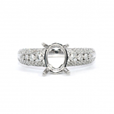 Oval 8x6 mm Ring Semi Mount In14K White Gold With Accented Diamonds