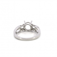 Oval 8x6 Ring Semi Mount In 14K White Gold With Accented Diamonds