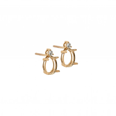 Oval 8x6mm Earring Semi Mount in 14K Yellow Gold with Accent Diamonds (ER0273)