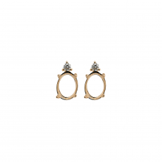 Oval 8x6mm Earring Semi Mount in 14K Yellow Gold with Accent Diamonds (ER0273)