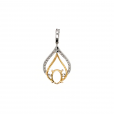 Oval 8x6mm Pendant Semi Mount in 14K Gold With White Diamonds (PD0064)