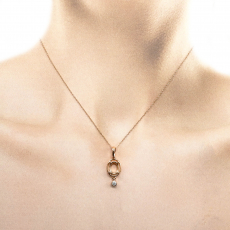 Oval 8x6mm Pendant Semi Mount in 14K Rose Gold with Accent Diamond (PD1012) Part of Matching Set