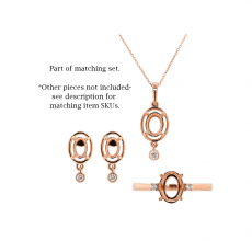 Oval 8x6mm Pendant Semi Mount in 14K Rose Gold with Accent Diamond (PD1012) Part of Matching Set