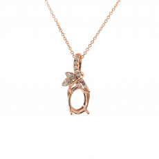 Oval 8x6mm Pendant Semi Mount in 14K Rose Gold With Diamond Accents (Chain Not Included)