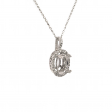 Oval 8x6mm Pendant Semi Mount in 14K White Gold With Diamond Accents (Chain Not Included)